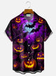 Alohadaddy Halloween Pumpkin 3D Digital Print Men's Button Pocket Short Sleeve Shirt Big & Tall