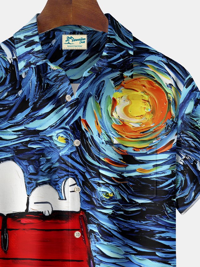 Chemise extensible à imprimé dessin animé vintage Alohadaddy avec poche poitrine et imprimé art vintage