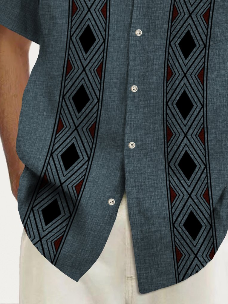 Alohadaddy Vintage Bowling Geometric Stripe Print Men&