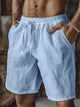Alohadaddy® Solid Basic Cotton Linen Drawstring Beach Shorts