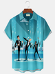 Alohadaddy® Retro 1950s Mid-century Atomic Age Geometric Graphic Print Men's Button Pocket Short Sleeve Shirt Big & Tall