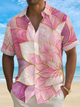 Alohadaddy® Hawaiian Geometric Floral Print Men's Button Pocket Short Sleeve Shirt Big & Tall