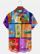 Alohadaddy® Retro Cartoon Art Graphic Print Men's Button Pocket Short Sleeve Shirt Big & Tall