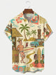 Alohadaddy® Hawaiian Medieval Geometric Cartoon Print Men's Button-Down Short-Sleeved Shirt Big & Tall