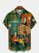 Alohadaddy® Retro Fun Cartoon Print Men's Button-Down Short-Sleeve Shirt Big & Tall