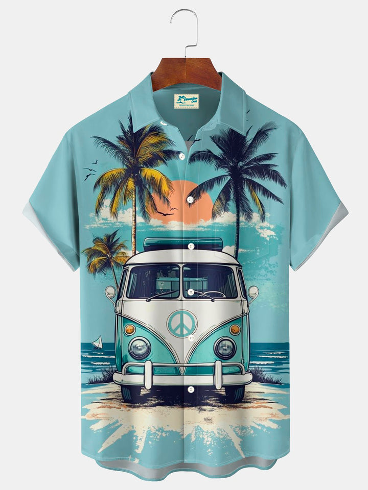 Alohadaddy® Hawaii Car and Coconut Tree Print Men&