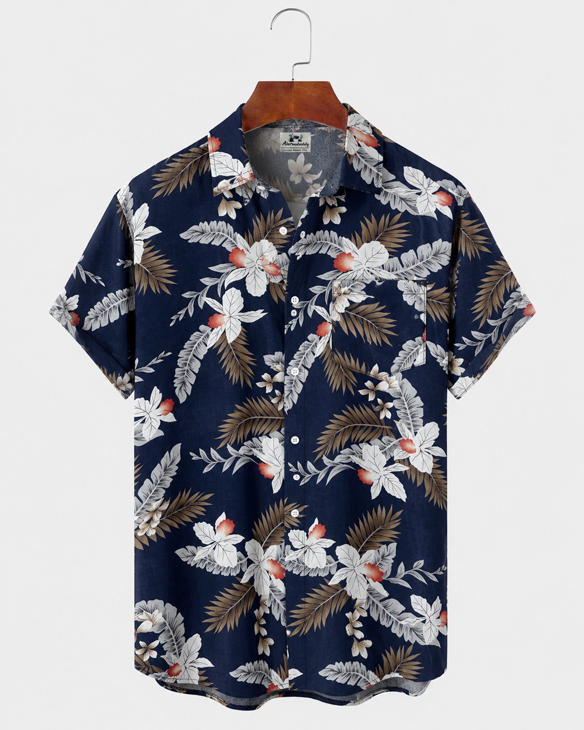 Alohadaddy® Men's Short-Sleeve Button-Down Shirt with Pocket Floral Print