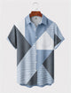 Alohadaddy® Men's Short-Sleeve Button-Down Shirt with Pocket Geometric Print
