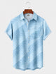 Alohadaddy® Men's Short-Sleeve Button-Down Shirt with Pocket Polka Dots Print