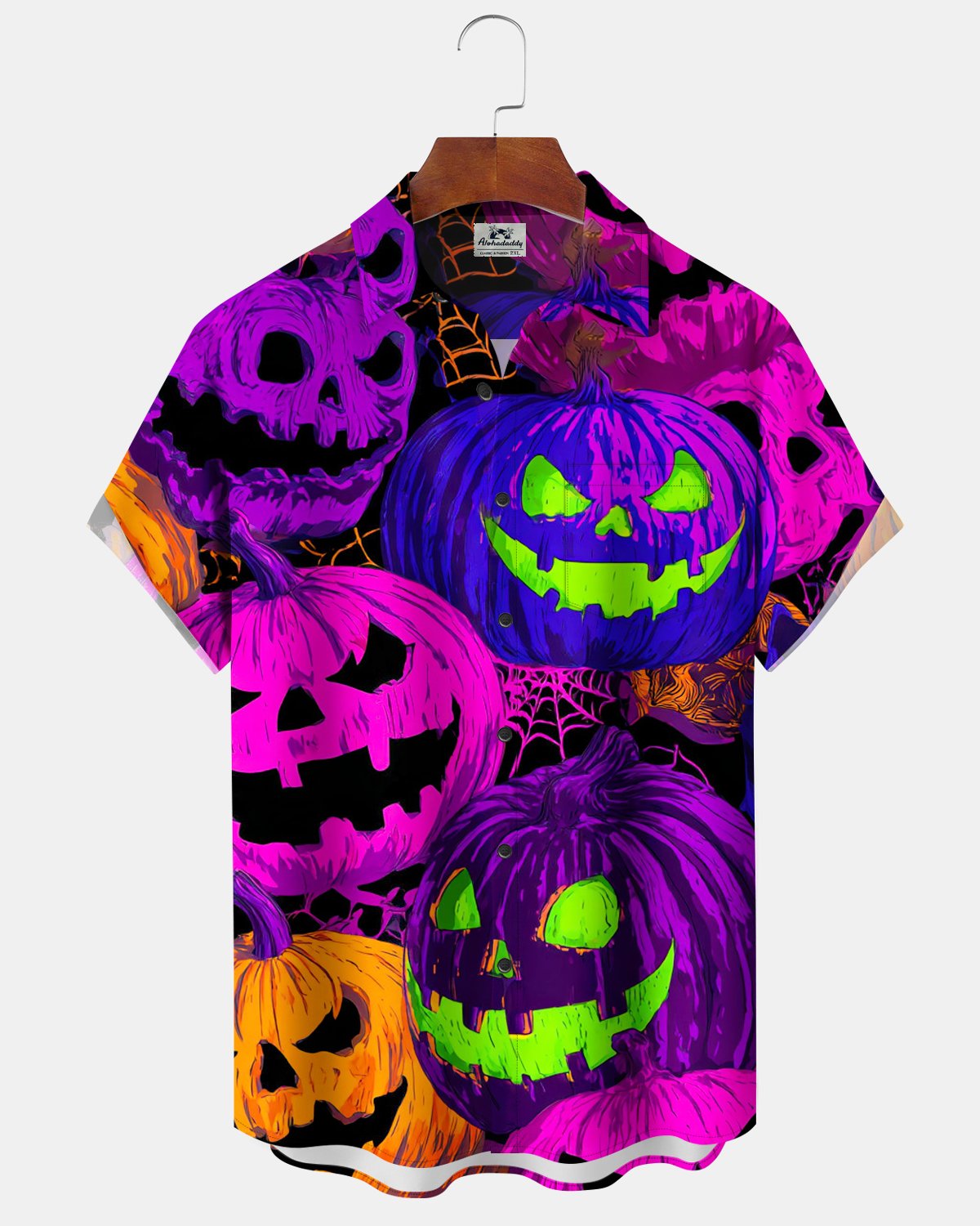 Alohadaddy® Men's Short-Sleeve Button-Down Shirt with Pocket Halloween Print