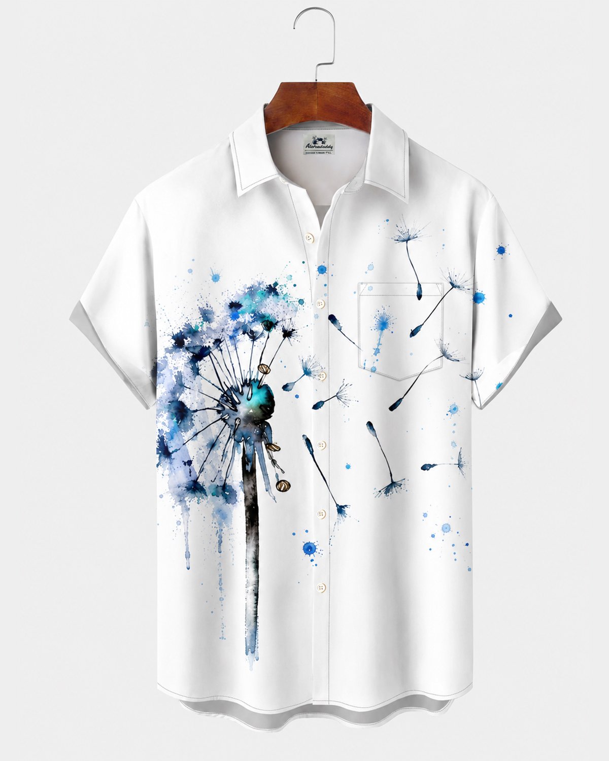 Alohadaddy® Men's Short-Sleeve Button-Down Shirt with Pocket Plant Print