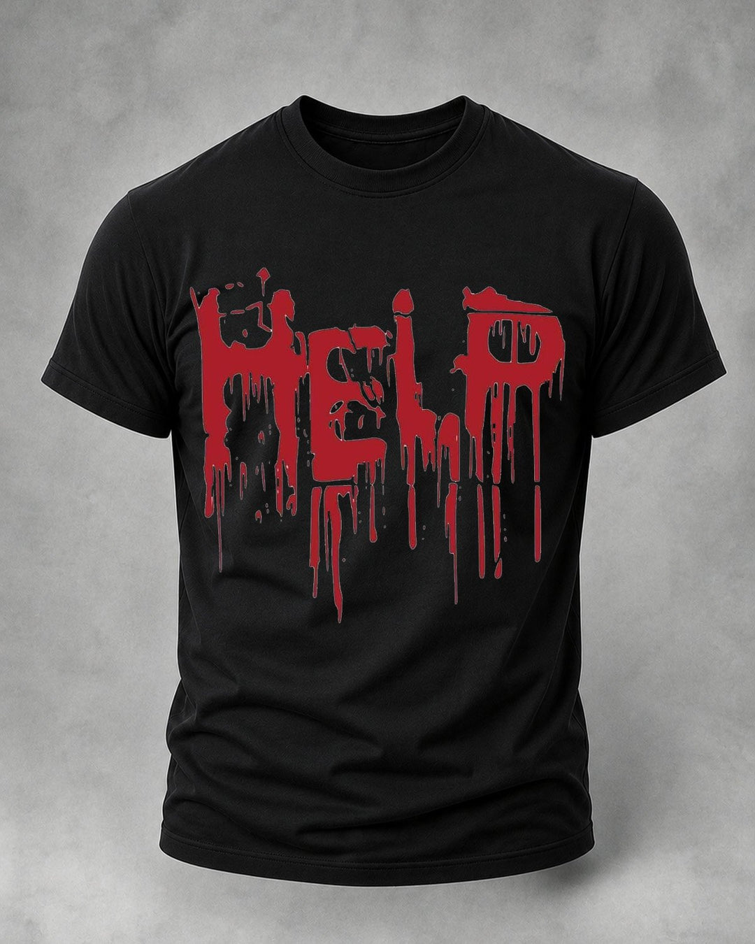Casual Halloween Help Bloodstain Print T-shirt Front Print