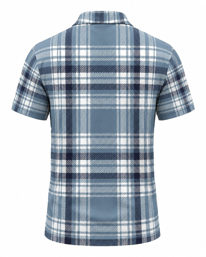 Men’s Basic Casual Checkered pattern Retro Print Button Down Polo Short-Sleeve Big &amp; Tall
