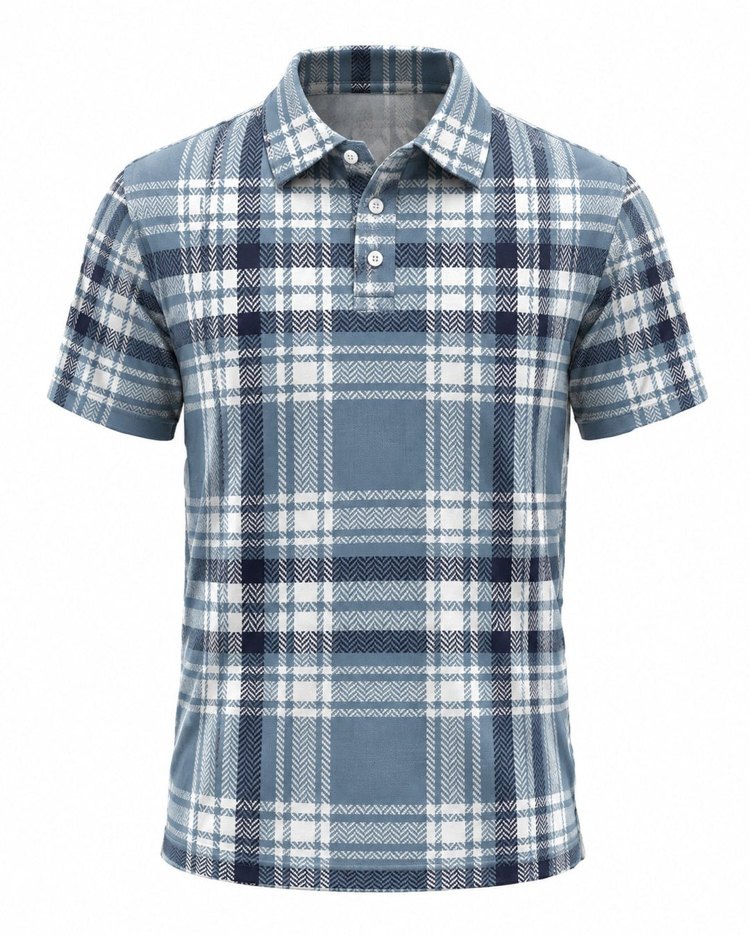 Men’s Basic Casual Checkered pattern Retro Print Button Down Polo Short-Sleeve Big &amp; Tall