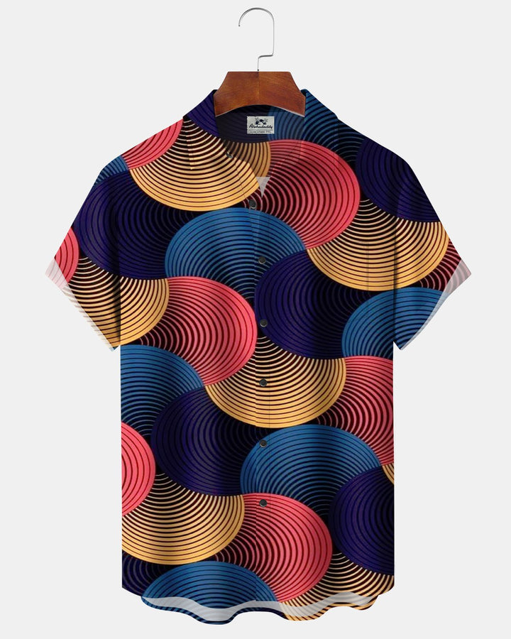 Alohadaddy® Casual Striped Geometric Print Men&