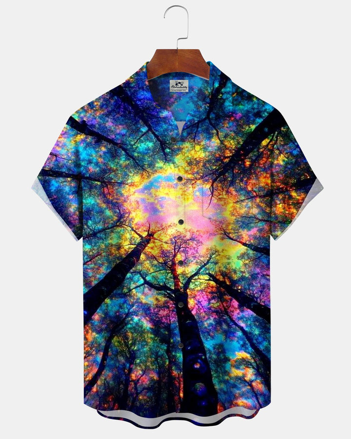Alohadaddy® Casual Abstract Art Tree Shade and Sunshine Print Men&