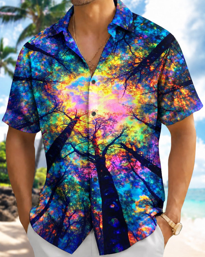 Alohadaddy® Casual Abstract Art Tree Shade and Sunshine Print Men&