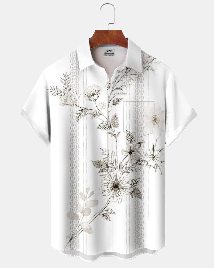 Alohadaddy® Casual Floral Striped Print Men&