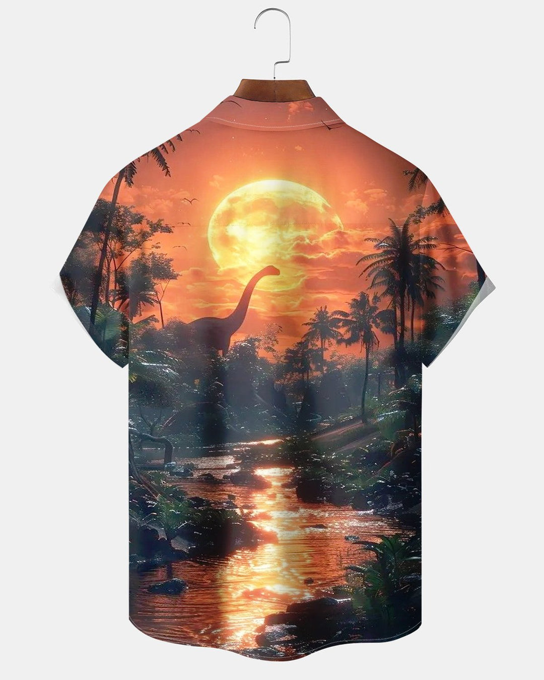 Alohadaddy® Retro Dinosaur Jungle Stream Print Men&