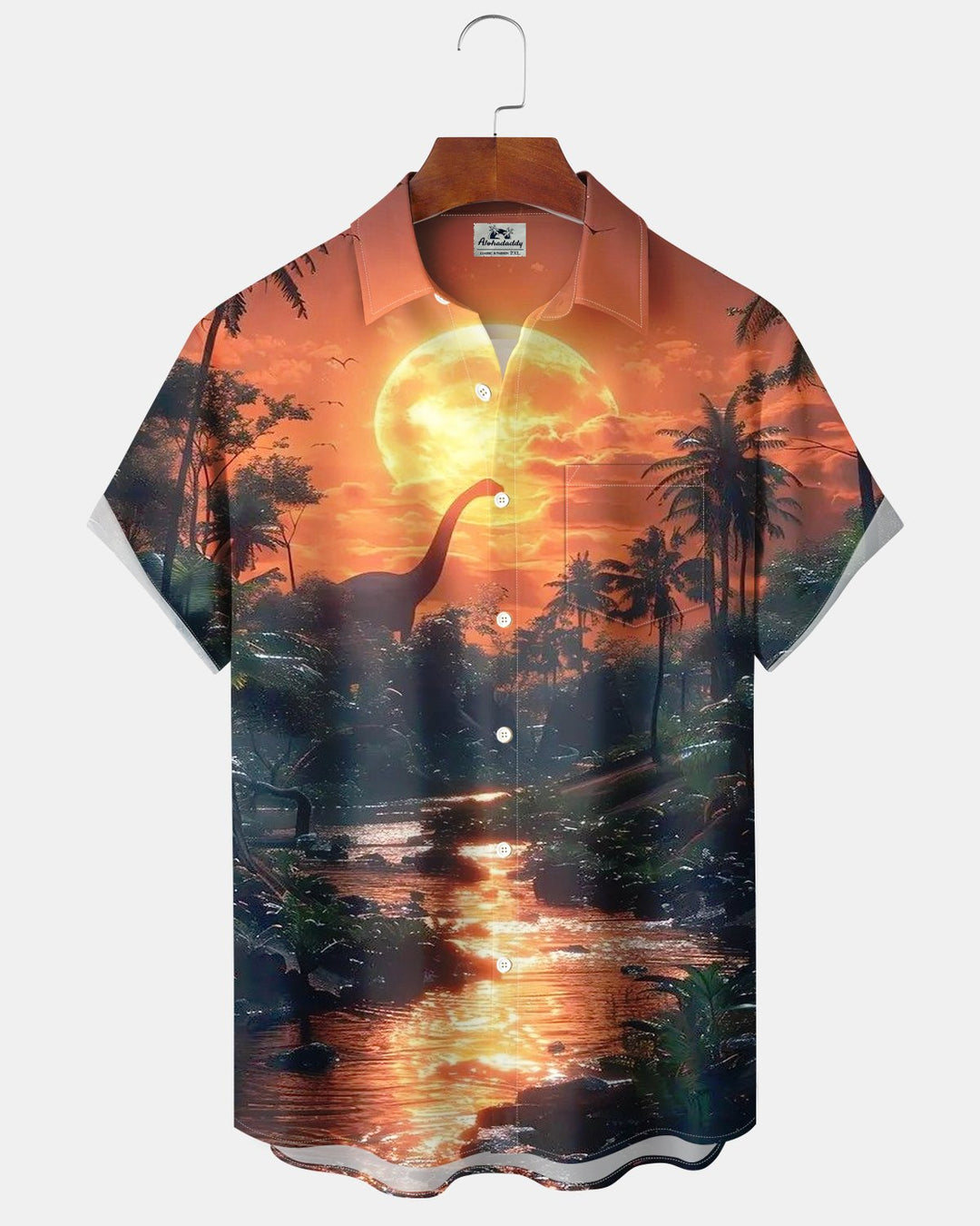 Alohadaddy® Retro Dinosaur Jungle Stream Print Men&