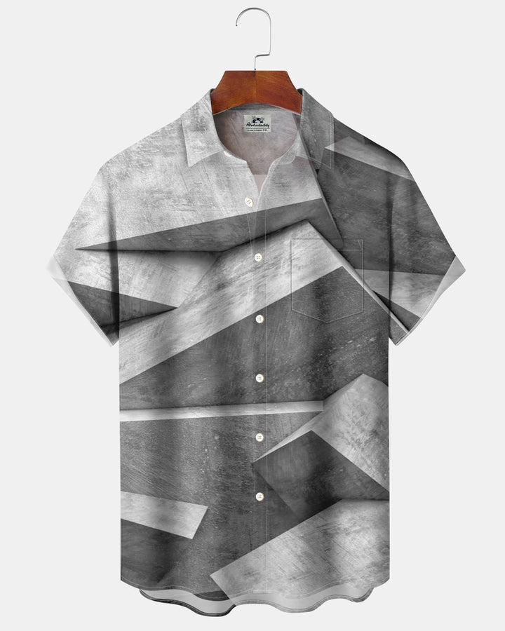 Alohadaddy® Casual Abstract Geometric Stone Shadow Print Men&