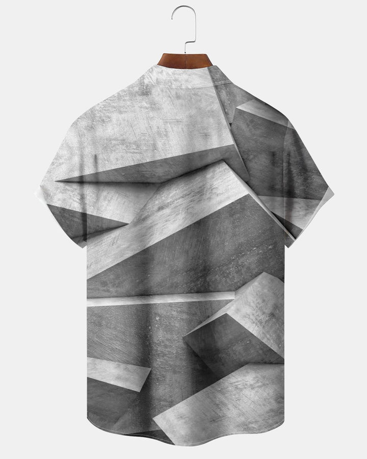 Alohadaddy® Casual Abstract Geometric Stone Shadow Print Men&