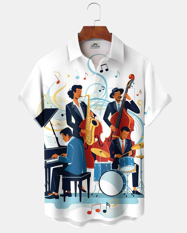 Alohadaddy® Casual Retro Music Jazz Print Men&