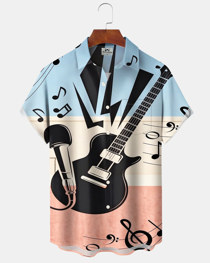 Alohadaddy® Casual Musical Guitar Print Men&