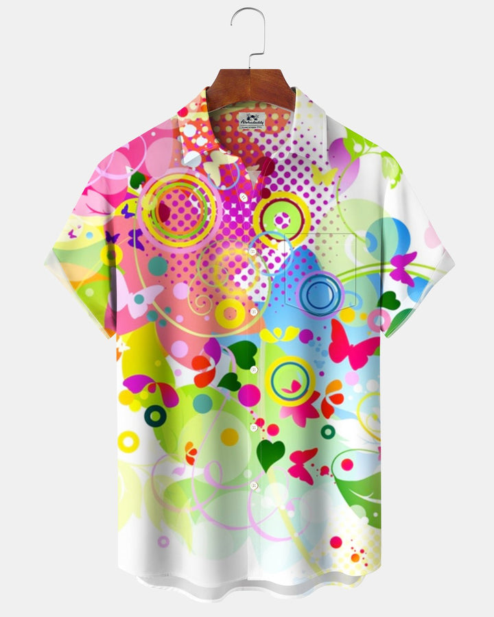 Alohadaddy® Casual Abstract Geometric Polka Dot Heart Print Men&