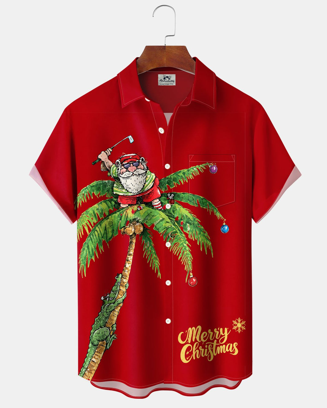 Alohadaddy® Holiday Christmas Fun Santa Claus and Coconut Tree Print Men&