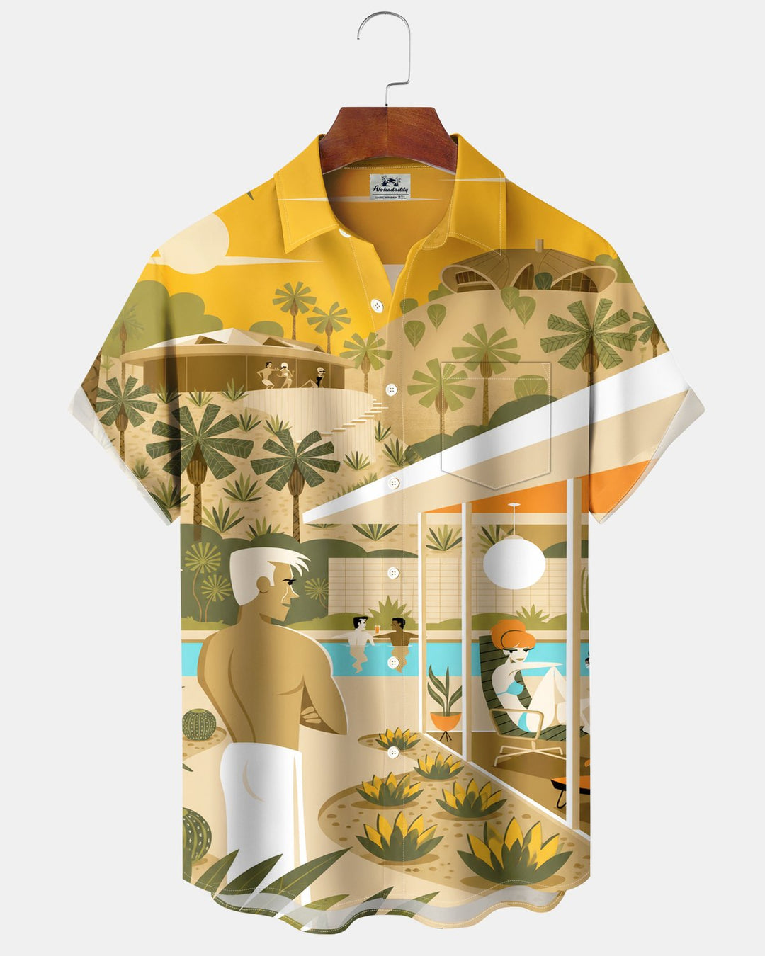 Alohadaddy® Retro Atomic Art Portrait Beach Vacation Print Men&