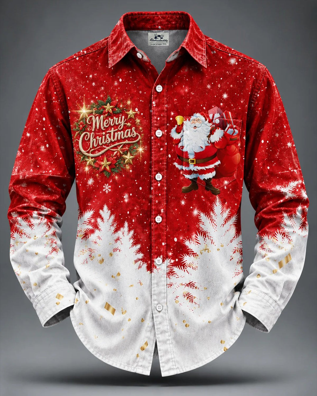 Alohadaddy® Holiday Retro Christmas Patchwork Santa Claus Print Men&