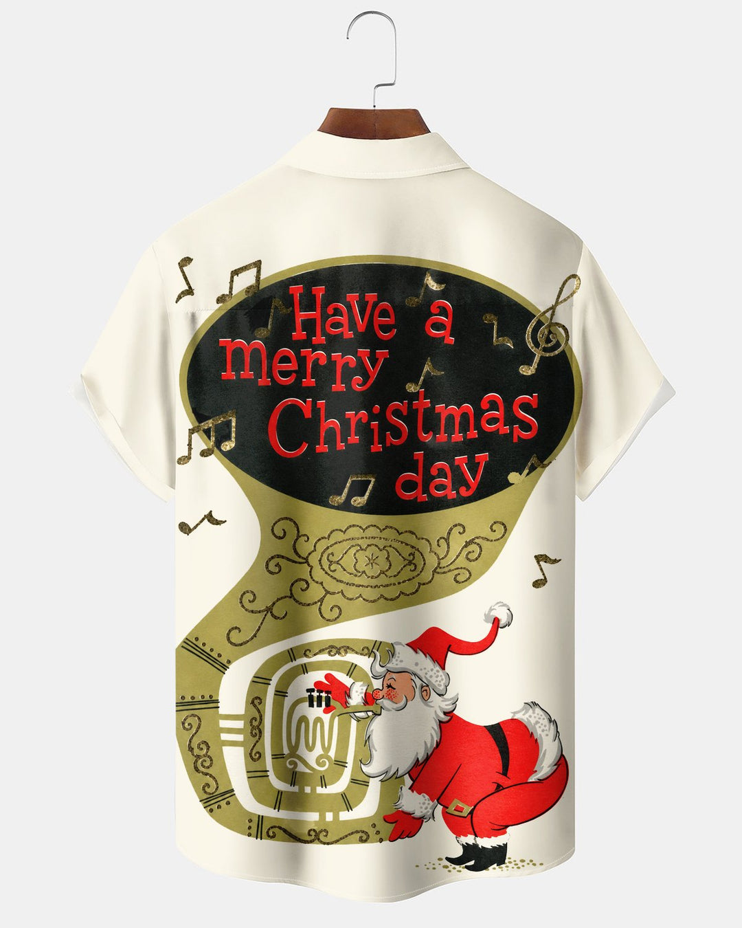 Alohadaddy® Holiday Christmas Santa Claus Musical Instrument Print Men&