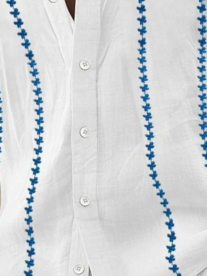 Camisa de manga corta con bolsillo y botones para hombre, con estampado digital 3D y rayas geométricas básicas retro de Alohadaddy, tallas grandes y altas
