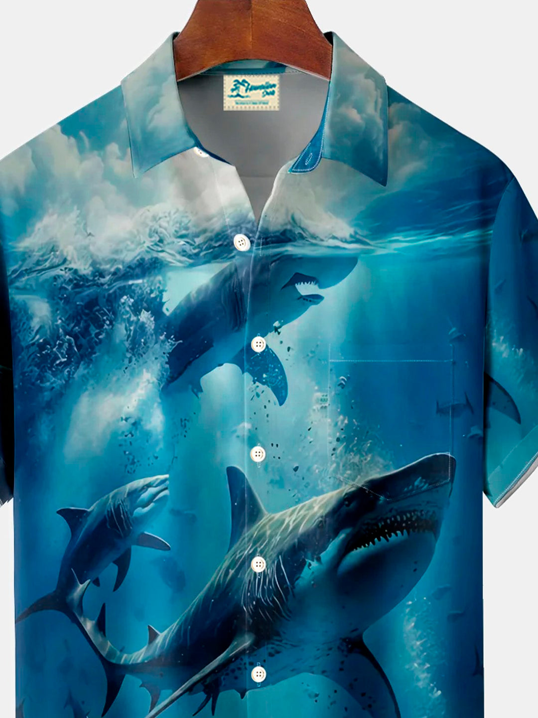 Alohadaddy Hawaii Shark Gradient 3D Digital Print Men&