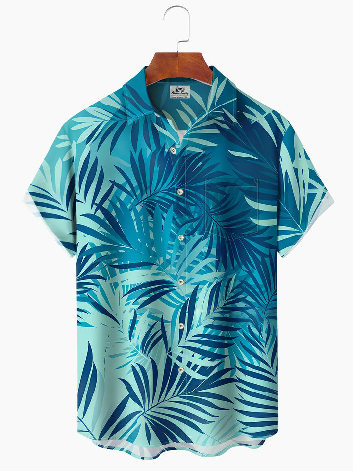 Alohadaddy Vacation Hawaii Cashew Flower Print Art Pocket Button Elastic Oversized Shirt
