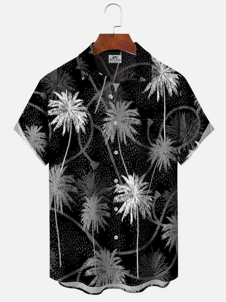 Alohadaddy Casual Collection Hawaii Palm Trees Print Art Button Cardigan Pockets Breathable Stretch Long Oversized Shirt