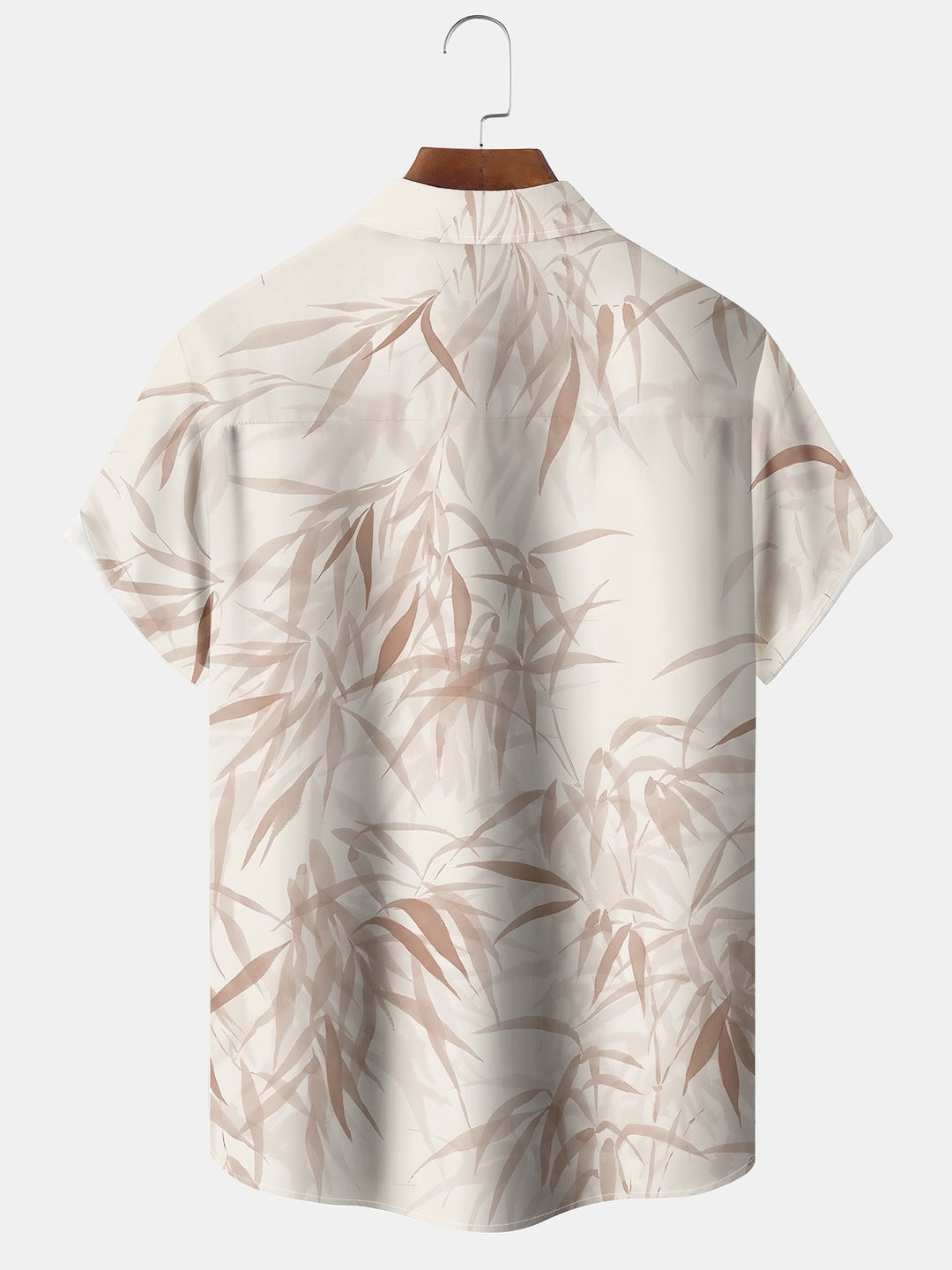 Alohadaddy Casual Series Stripes Bamboo Print Art Pocket Cardigan Buttons Polyester Stretch Short Sleeve Shirt