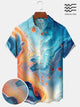 Alohadaddy Casual Daily Vacation Abstract Art Print Art Button Cardigan Pocket Breathable Soft Long Large Size Short Sleeve Shirt