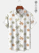 Alohadaddy Casual Collection Moisture-wicking Palm tree Print Chest Pocket Stretch Oversized Hawaiian Short Sleeve Shirt