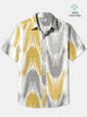 Alohadaddy® Cotton Geometric Art Print Chest Pocket Cardigan Oversized Long Hawaiian Short Sleeve Shirt