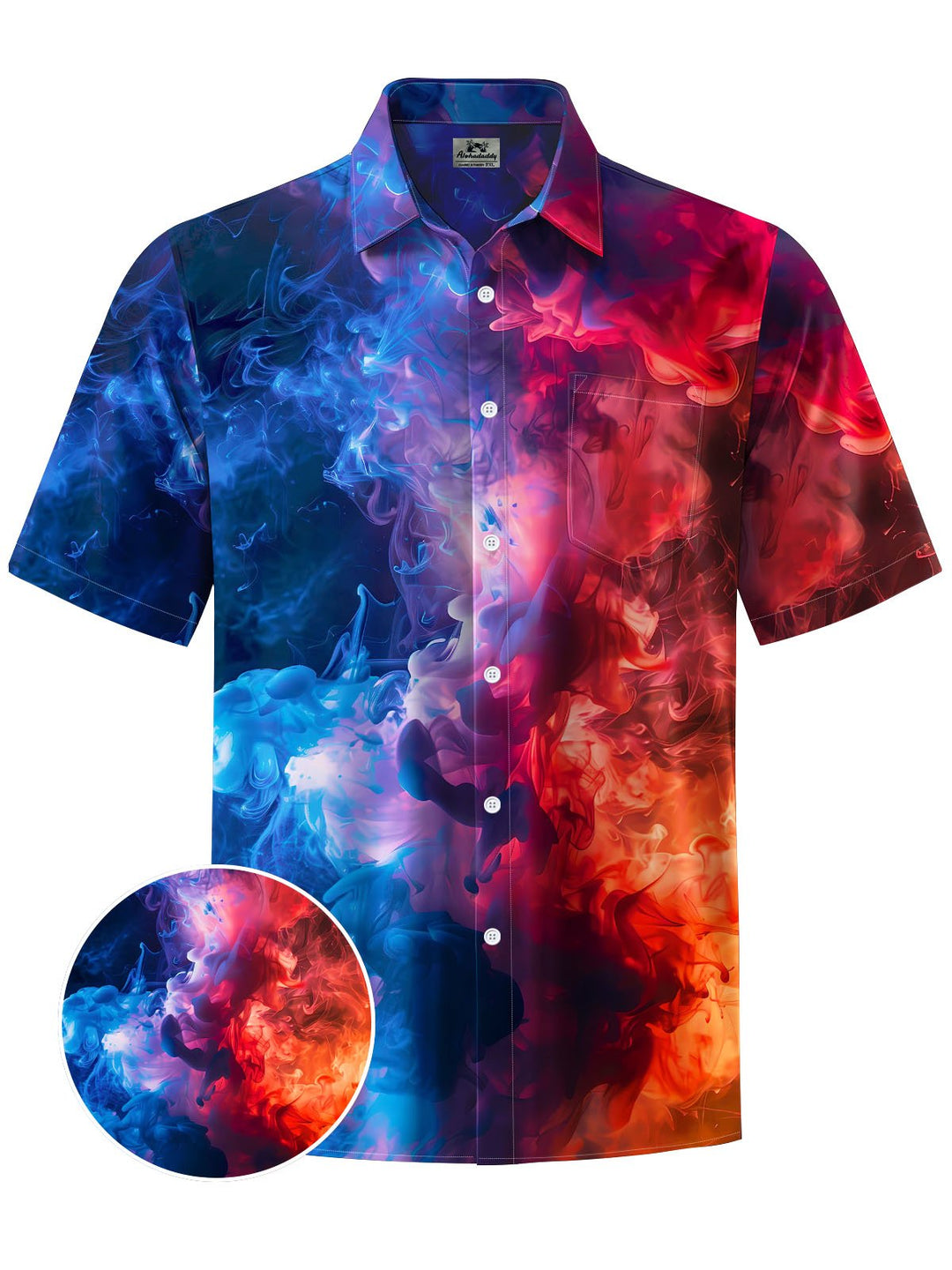 Alohadaddy® Casual Abstract Textured Print Chest Pocket Men&