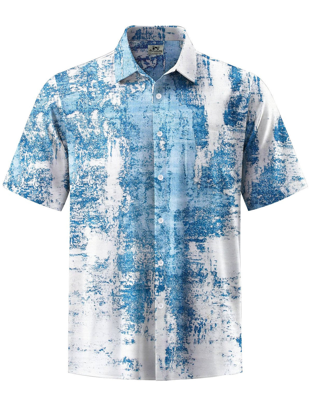 Alohadaddy® Vintage Abstract Texture Print Chest Pocket Mens Short Sleeve Shirt Big &amp; Tall