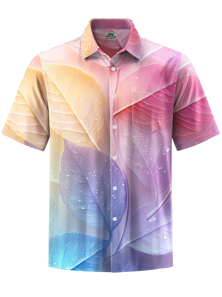 Alohadaddy® Hawaiian Leaf Print Chest Pocket Men&
