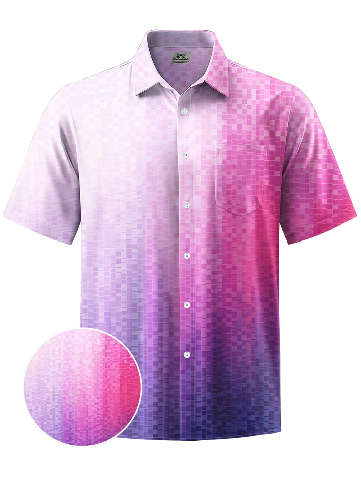 Alohadaddy® Casual Gradient Geometric Art Print Chest Pocket Men&