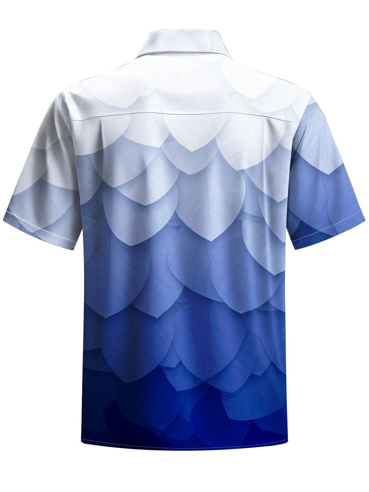 Alohadaddy® Casual Gradient Leaves Art Print Chest Pocket Men&