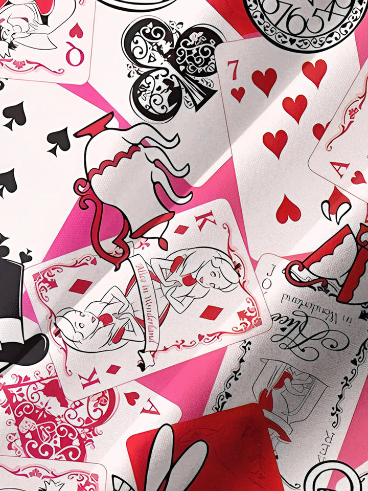 Alohadaddy® Casual Alice Poker Print Art Chest Pocket Men&