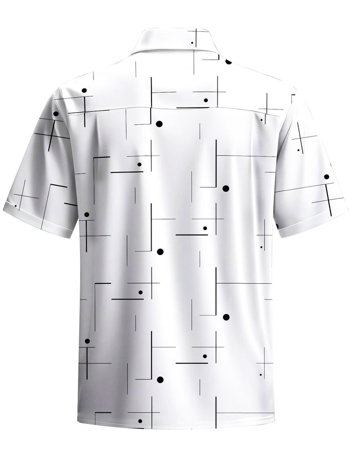 Alohadaddy® Casual Stripe Art Print Chest Pocket Men&
