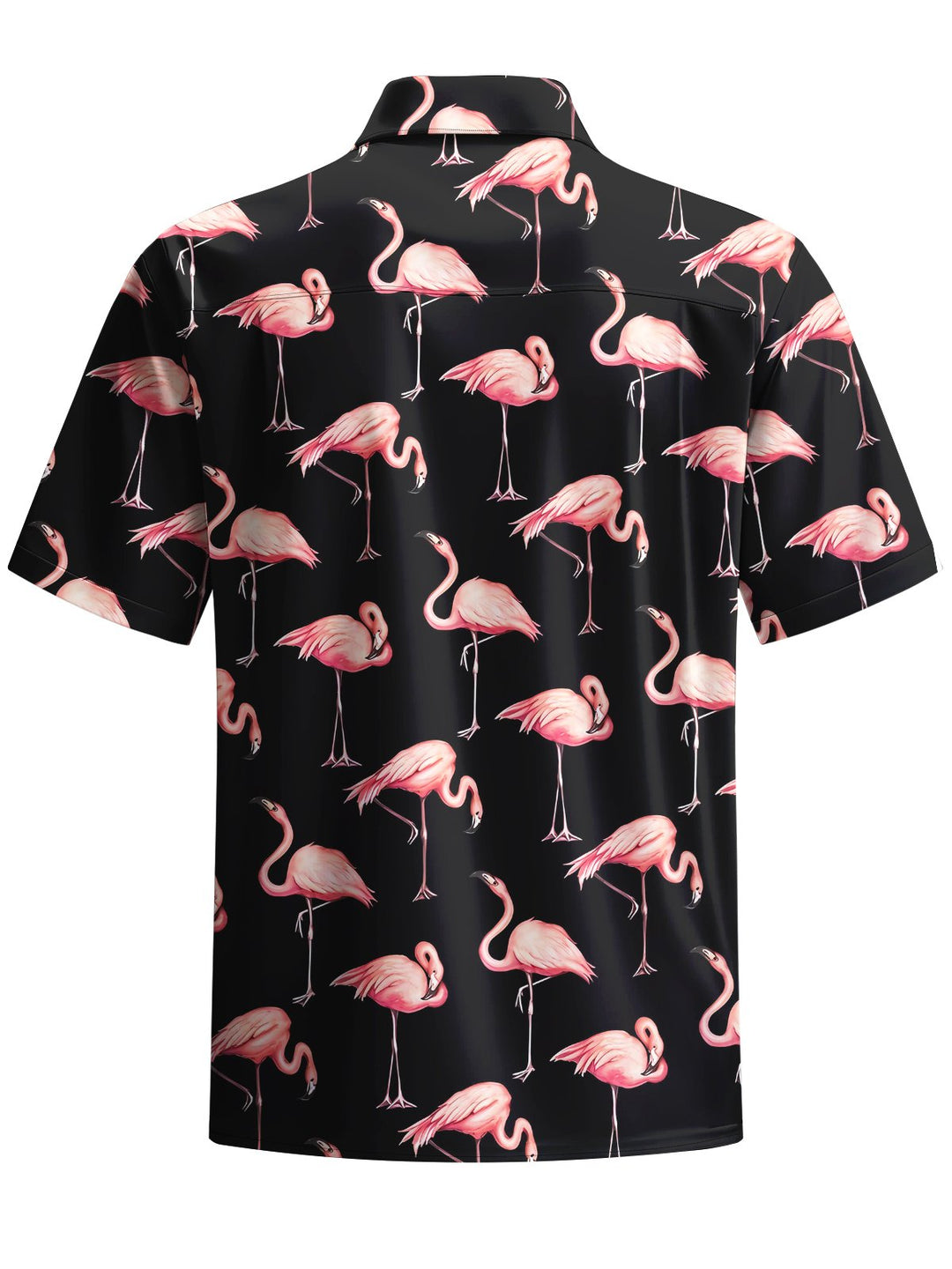 Alohadaddy® Hawaiian Flamingo Art Print Chest Pocket Mens Short Sleeve Shirt Big &amp; Tall
