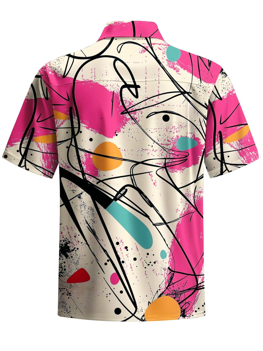 Alohadaddy® Vintage Abstract Graffiti Art Print Chest Pocket Men Short Sleeve Shirt Big &amp; Tall